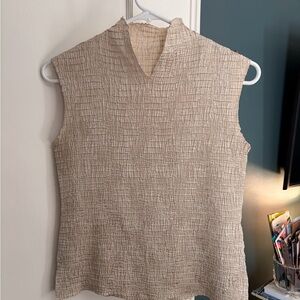 Women's Textured Tan Sleeveless Top
